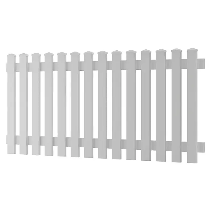T & J Lightline Vorgartenzaun Gerade - 180 x 80 cm, Kunststoff, Gerade - Ein weißer Lattenzaunabschnitt mit geraden, senkrechten Latten und abgerundeten Pfostenköpfen bietet eine klassische Garteneinfassung.