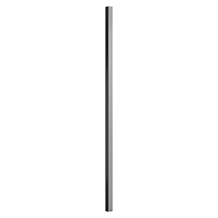 T & J Zaunpfosten-Set Ecosteck - 6,8 x 6,8 x 240 cm, Silber, Aluminium - Stapel abwechselnd schwarzer und hellgrauer vertikaler Paneele.