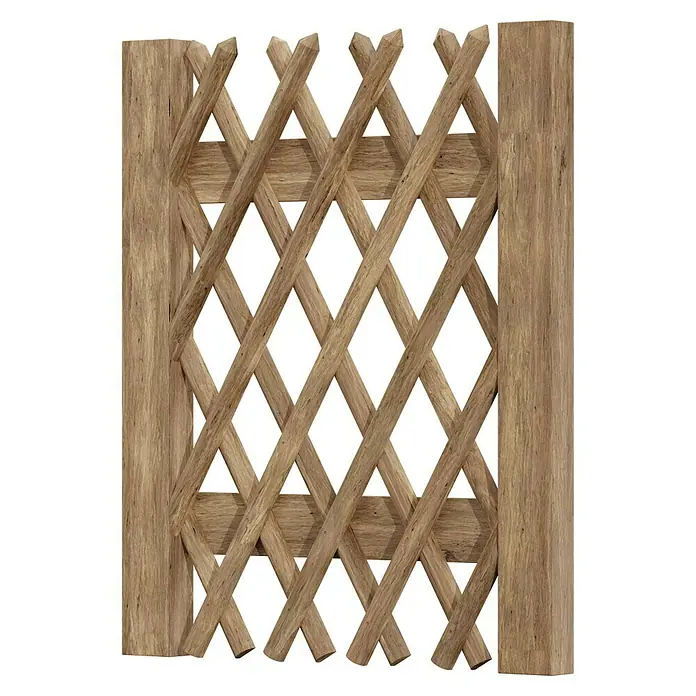 T & J Jägerzaun-Gartentor - 100 x 120 cm, Ohne Beschläge, Holz, Braun - Holzzaun mit diagonalem Gittermuster, ideal für Garten oder Terrasse, robust und dekorativ.