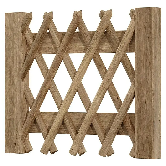 T & J Jägerzaun-Gartentor - 100 x 80 cm, Ohne Beschläge, Holz, Braun - Dekorativer Holzzaun mit Rautenmuster für Garten und Hof. Die natürliche Holzoptik fügt sich nahtlos in jede Umgebung ein.