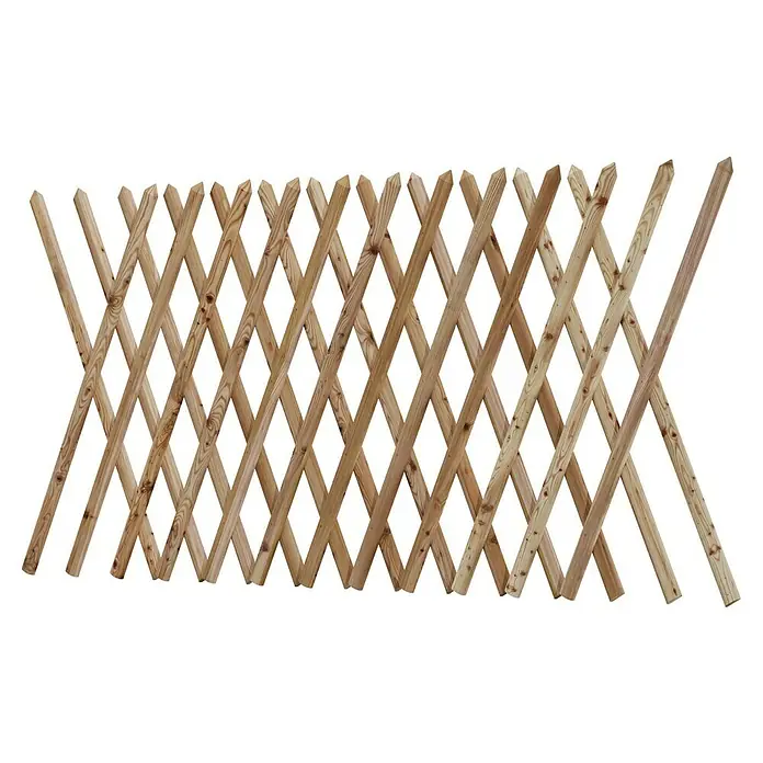 T & J Jägerzaun - 250 x 120 cm, Holz - Ein ausziehbares, hölzernes Gartengitter, ideal als Rankhilfe oder dekorativer Zaun für den Außenbereich.