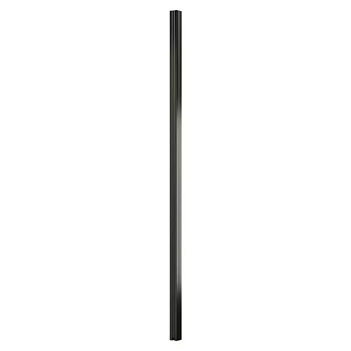 T & J Zaunpfosten-Set Ecosteck - 6,8 x 6,8 x 240 cm, Anthrazit, Aluminium - Strukturierte dunkelgraue Platte mit markanten vertikalen Rippen, teilweise mit hellgrauen Details akzentuiert.