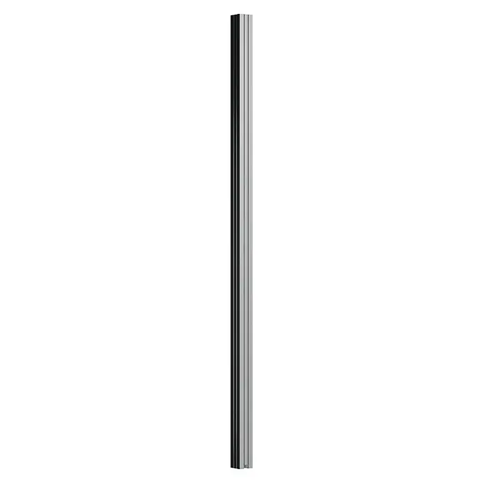 T & J Zaunpfosten-Set Ecosteck - 6,8 x 6,8 x 180 cm, Silber, Aluminium - Ein Schwarzweißbild mit vertikalen Balken unterschiedlicher Grautöne, das ein abstraktes Muster oder Design darstellt.