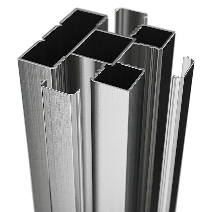 T & J Zaunpfosten-Set Ecosteck (6,8 x 6,8 x 180 cm, Silber, Aluminium) | BAUHAUS