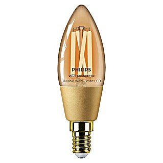 Philips Wiz Bombilla LED Regulable filamento vela (4,9 W, E14, 370 lm, C35)