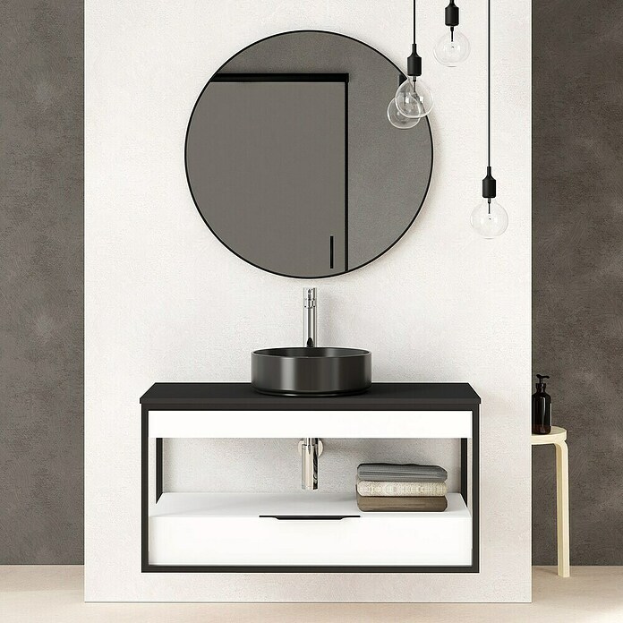 Artysan Conjunto de mueble de baño Izaro (Blanco/Negro, Mate, 3 pzs.) | BAUHAUS