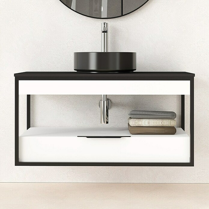 Artysan Conjunto de mueble de baño Izaro (Blanco/Negro, Mate, 3 pzs.) | BAUHAUS