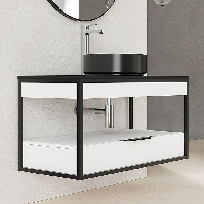 Artysan Conjunto de mueble de baño Izaro (Blanco/Negro, Mate, 3 pzs.) | BAUHAUS