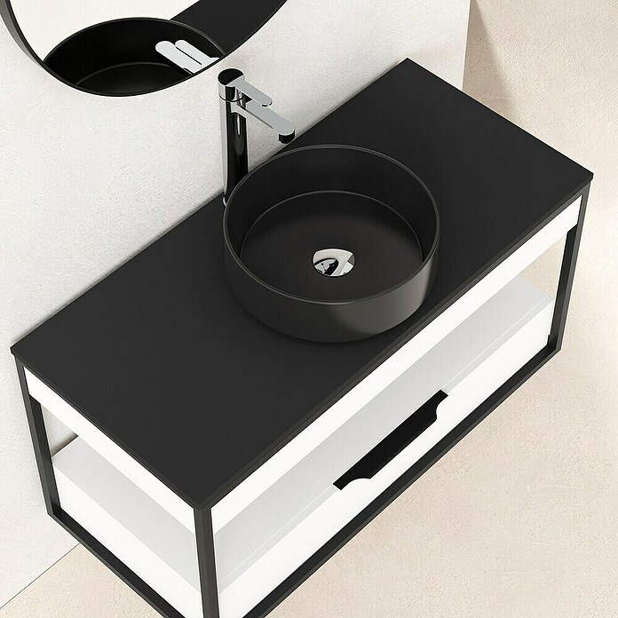 Artysan Conjunto de mueble de baño Izaro (Blanco/Negro, Mate, 3 pzs.) | BAUHAUS
