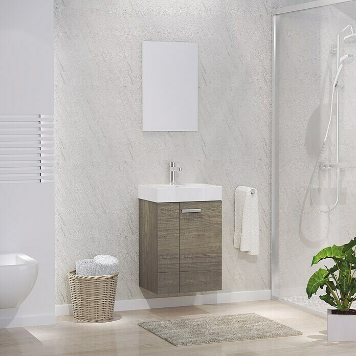 Pequeño lavabo para cuarto de baño, rectangular, soporte de pared, blanco :  : Bricolaje y herramientas