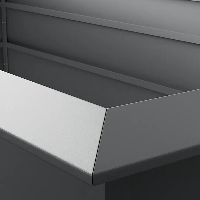 Gardol Huerto urbano - 200 x 100 x 76 cm, Acero, Antracita - Primer plano de una estructura metálica gris elegante, que muestra un diseño moderno y una mano de obra de alta calidad.