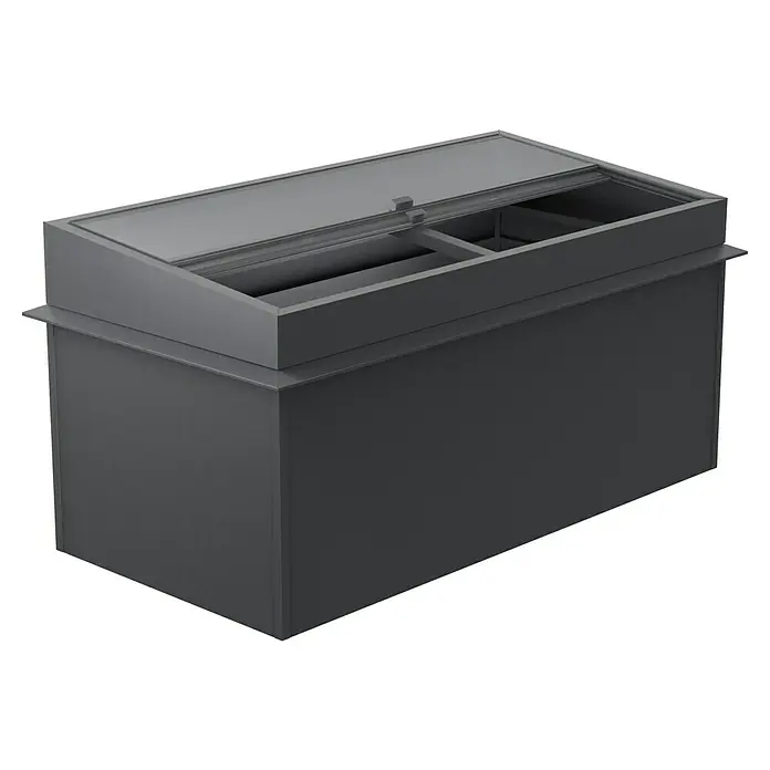 Gardol Frühbeet-Aufsatz - L x B x H: 198 x 98 x 23 cm - Ein grauer Kühlvitrinentisch mit Glasschiebedeckel. Ideal zur Präsentation und Kühlung von Lebensmitteln und Getränken in Geschäften.