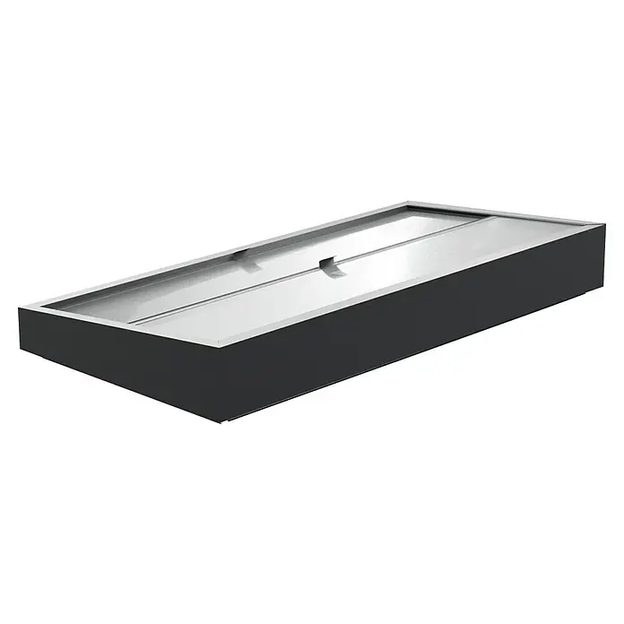 Gardol Frühbeet-Aufsatz - L x B x H: 198 x 98 x 23 cm - Rechteckige, schwarze Feuerschale mit einer glatten, silbernen Oberfläche für den Außenbereich. Das Produkt sorgt für Wärme und Atmosphäre.