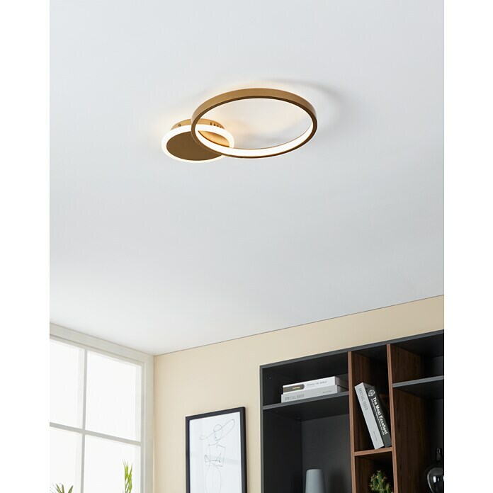 Eglo LED-Deckenleuchte GAFARES (15 W, L x B x H: 40,5 x 29 x 5,5 cm, Gold/ Weiß) | BAUHAUS