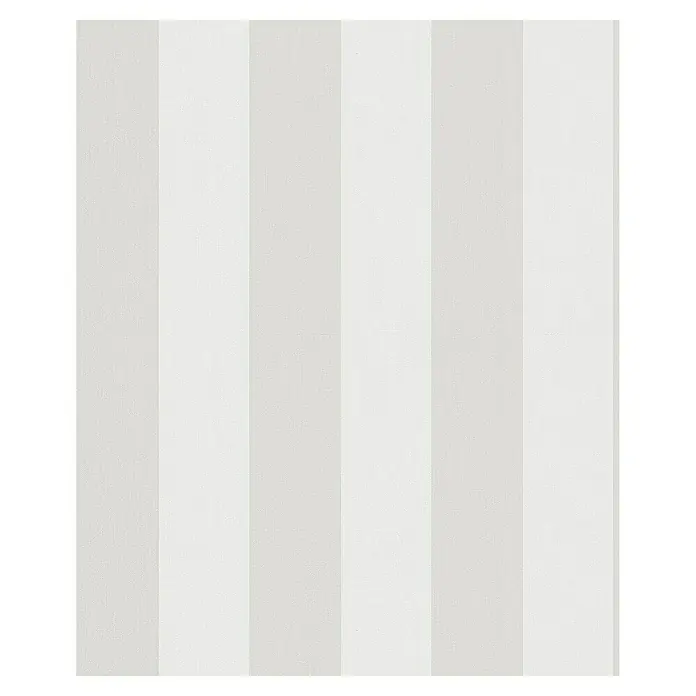 Marburg Kids' Walls Vliestapete - Weiß/Beige, Streifen, 10,05 x 0,53 m - Elegante Tapete mit abwechselnden weißen und hellgrauen vertikalen Streifen, die eine subtile und stilvolle Wanddekoration schafft.