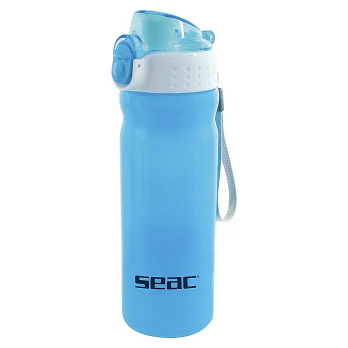 Seac Sub Botella Nativa - 550 ml, Plástico, Azul - Botella de agua SEAC azul claro con tapa blanca y correa gris. Ideal para deportes y actividades al aire libre, mantiene las bebidas frescas.