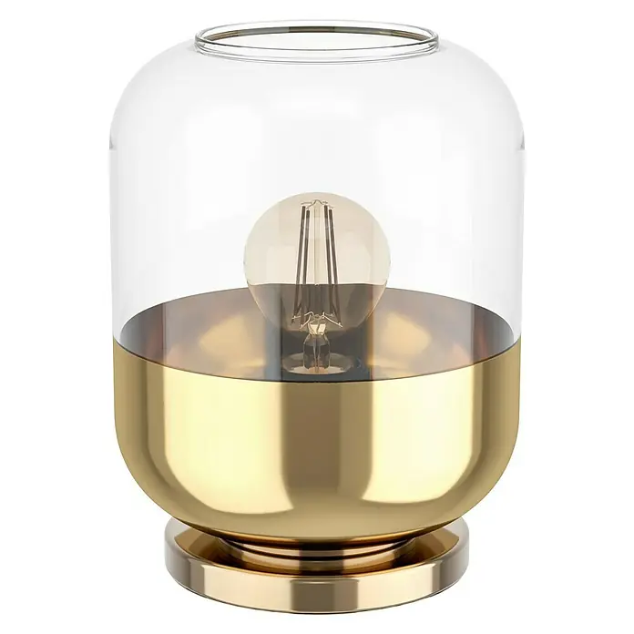 Eglo Maryvilla Tischleuchte - 40 W, Brüniert, E27 - Elegante Tischleuchte mit goldenem Sockel und klarem Glas, die eine warme Atmosphäre schafft. Die Lampe ist ein stilvolles Deko-Element für jeden Raum.