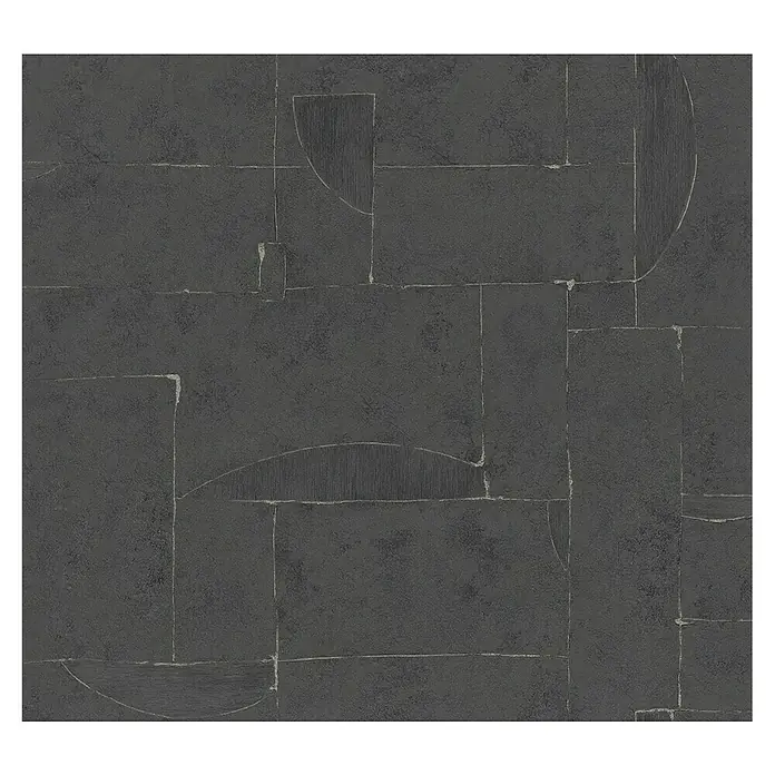 Marburg Papis Loveday Vliestapete I - Schwarz, Grafisch, 10,05 x 0,7 m - Elegante graue Tapete mit geometrischen Mustern. Die Tapete verleiht jedem Raum einen modernen und künstlerischen Touch.