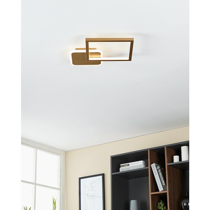 Eglo LED-Deckenleuchte GAFARES (15 W, L x B x H: 33 x 33 x 5 cm, Gold/Weiß)  | BAUHAUS | Deckenlampen
