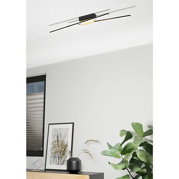 Eglo Panagria LED-Wand- & Deckenleuchte - 12,6 W, Schwarz/Braun, Warmweiß - Moderne Deckenleuchte mit schwarzem und hellem Holzdesign, die ein elegantes und stilvolles Ambiente in jedem Raum schafft.