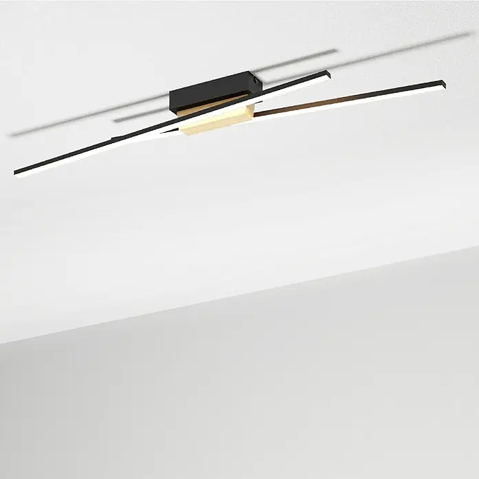 Eglo Panagria LED-Wand- & Deckenleuchte - 12,6 W, Schwarz/Braun, Warmweiß - Moderne Deckenleuchte mit LED-Streifen und Holzdetails, ein stilvolles Beleuchtungselement für jeden Raum.