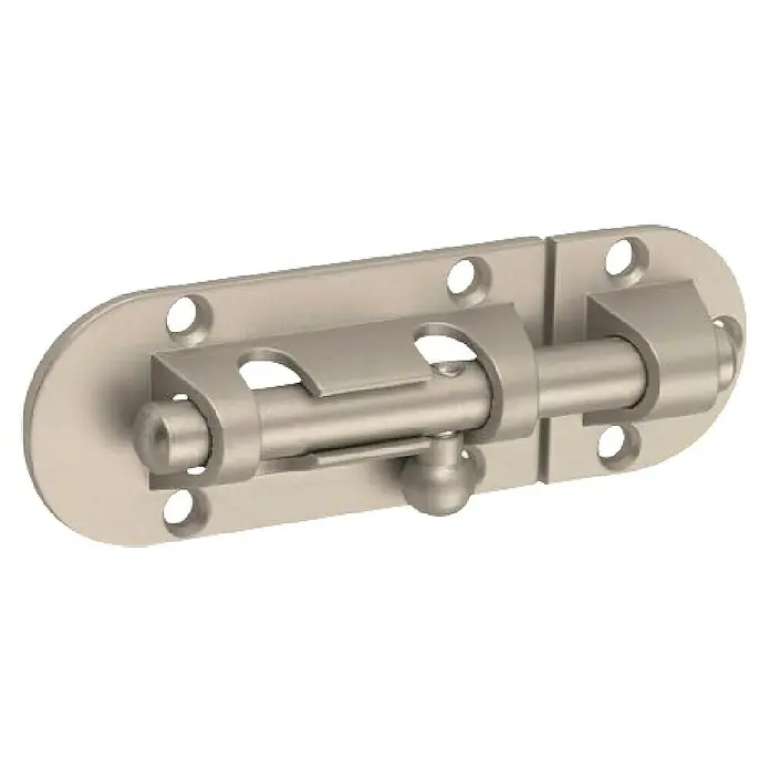Abus Pestillo deslizante SRDR60 - Puerta interior, Níquel - Cerrojo metálico plateado con orificios de montaje, para asegurar puertas o verjas.