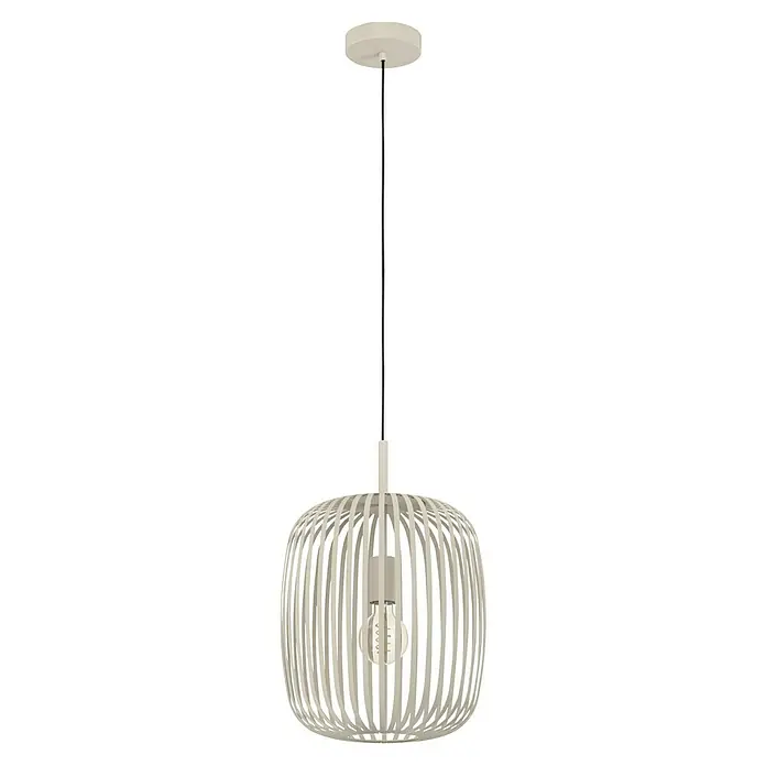 Eglo Romazzina Pendelleuchte - 40 W, Sand, E27, Anzahl Leuchtmittel: 1 Stk. - Elegante Hängeleuchte mit Holzstreben und warmem Licht, ideal für moderne Wohnräume. Ein stilvolles Beleuchtungselement.