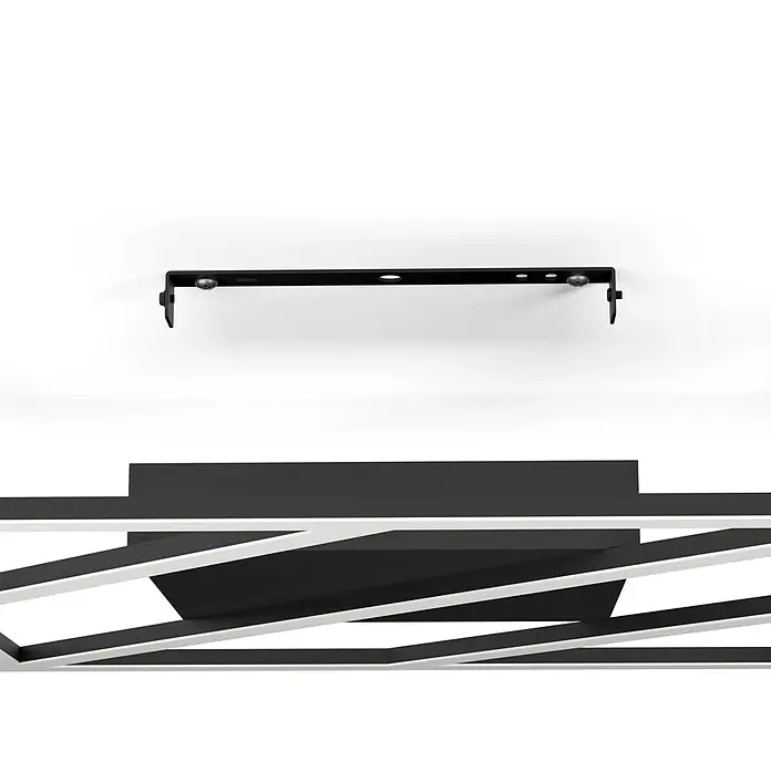 Eglo LED-Deckenleuchte ULISANO - 21 W, L x B x H: 42 x 42 x 5,5 cm, Schwarz - Eine Deckenbefestigung mit zwei Haken und Löchern ist in Schwarz auf einem weißen Hintergrund zu sehen. Dekorativ und modern.