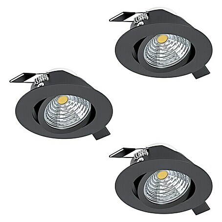 Eglo LED-Einbauleuchte SALICETO (Warmweiß, Durchmesser: 8,8 cm, Schwarz, 3 Stk.)