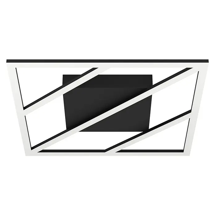 Eglo LED-Deckenleuchte ULISANO - 21 W, L x B x H: 42 x 42 x 5,5 cm, Schwarz - Deckenleuchte mit einem schwarzen Mittelteil und einem auffälligen, geometrischen Rahmen in Weiß für ein modernes Design.