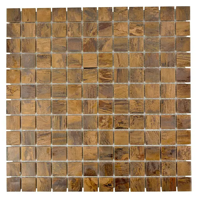 Mosaikfliese Quadrat XK SQ 76 - 30 x 30 cm, Kupfer, Matt - Mosaikfliesen aus Travertin mit einem rustikalen und natürlichen Aussehen für eine stilvolle Wand- oder Bodengestaltung.