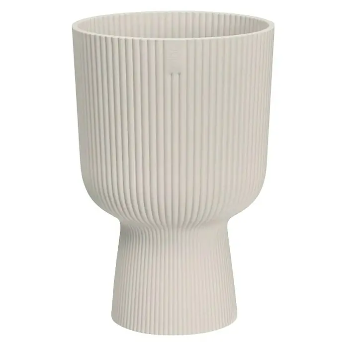 Elho Maceta para planta Vibes Fold Coupe - Dimensiones externas (Ø x Al): 14 x 21 cm, Plástico, Blanco - Columna de flores color crema con textura acanalada. Ideal para interiores para exhibir plantas con estilo y añadir un toque moderno.