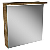 Modern 3.0 LED-Spiegelschrank (B x H: 60 x 70 cm, Links, Mit Beleuchtung, Spanplatte, Berg Eiche)