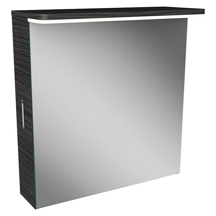 Modern 3.0 LED-Spiegelschrank (B x H: 60 x 70 cm, Links, Mit Beleuchtung, Spanplatte, Darkoak)