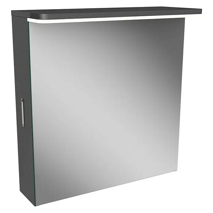 Camargue Marea Badmöbel-Set - Anthrazit/Weiß, Matt, 3 -tlg., DIN Anschlag: Links, Anzahl Spiegeltüren: 1 Stk. - Ein moderner Spiegelschrank mit integrierter Beleuchtung, ideal für jedes Badezimmer. Das klare Design bietet praktische Funktionalität.