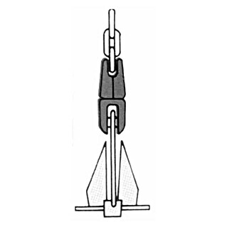 Grillete de ancla fijo (Altura: 95 mm, Para diámetro de cable: 6 mm - 8 mm, Acero inoxidable)