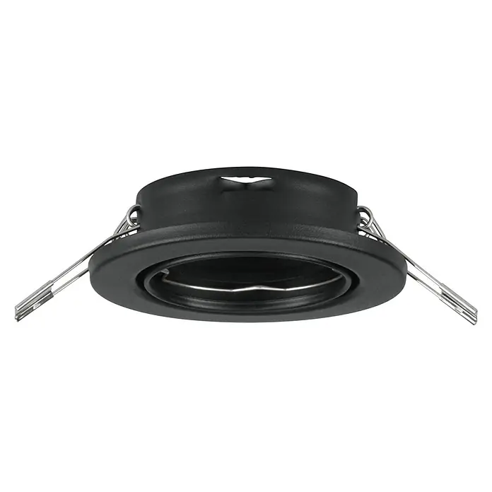 Eglo LED-Einbauleuchte Agulo - Durchmesser: 86 mm, Einbaudurchmesser: 68 mm, Schwarz - Eine schwarze, runde Einbauleuchte mit Drahtfedern zur Befestigung an der Decke, ideal für eine moderne und unauffällige Beleuchtung.