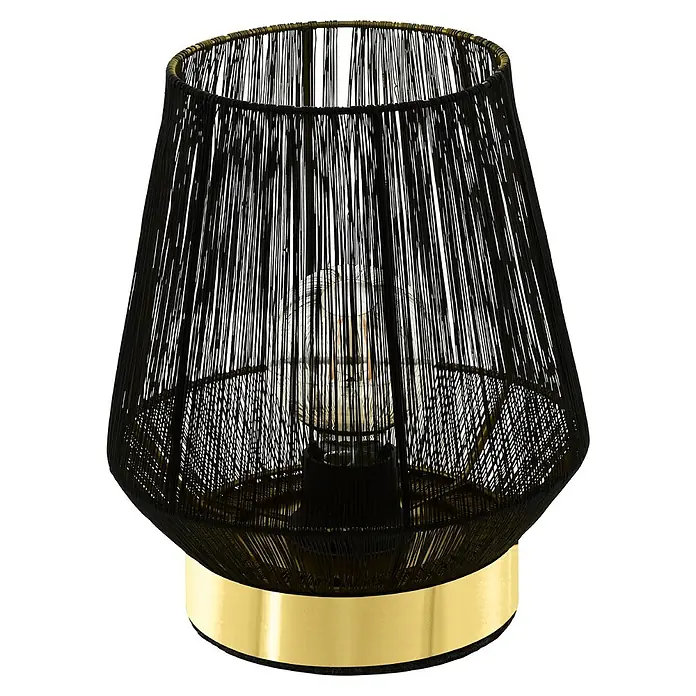 Eglo Escandidos Tischleuchte - 40 W, Schwarz/Messing, E27 - Elegante Tischleuchte mit schwarzem Lampenschirm und goldenem Sockel für stimmungsvolles Licht in jedem Raum.