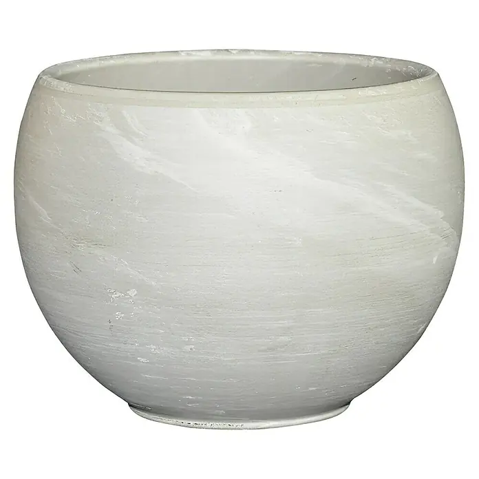 Pflanztopf Luna - Außenmaß (Ø x H): 37 x 27,5 cm, Naturmaterialien, Granit - Grauer Übertopf mit leicht gewischtem Effekt. Ideal für Zimmerpflanzen und eine stilvolle Dekoration.