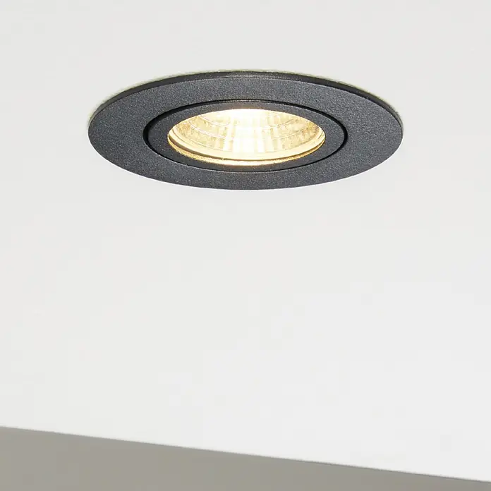 Eglo LED-Einbauleuchte SALICETO - Warmweiß, Durchmesser: 8,8 cm, Schwarz, 1 Stk. - Einbauleuchte mit schwarzem Rahmen strahlt warmes Licht in den Raum und sorgt für eine angenehme Atmosphäre.