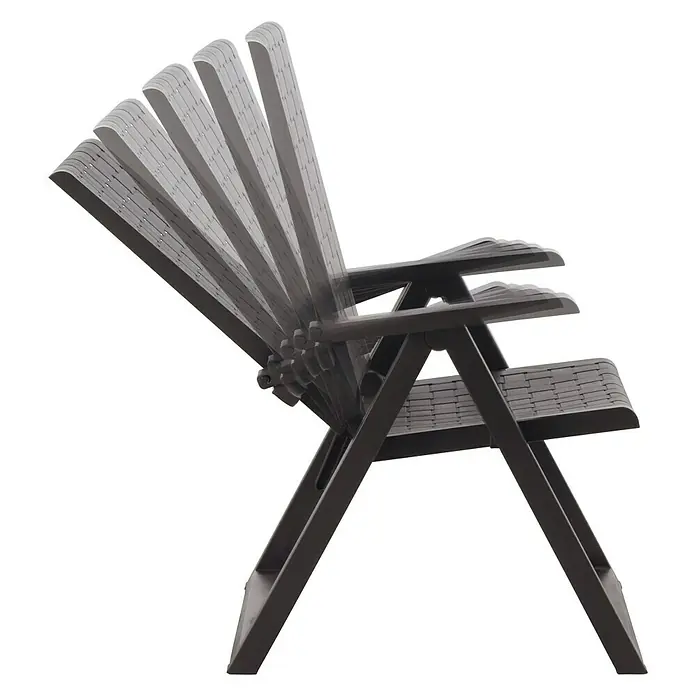 Sillón de posiciones Dream - 58 x 68 x 103 cm, Wengué, Polipropileno, Respaldo regulable - Silla de patio ajustable que muestra diferentes posiciones reclinables para una comodidad óptima al aire libre.