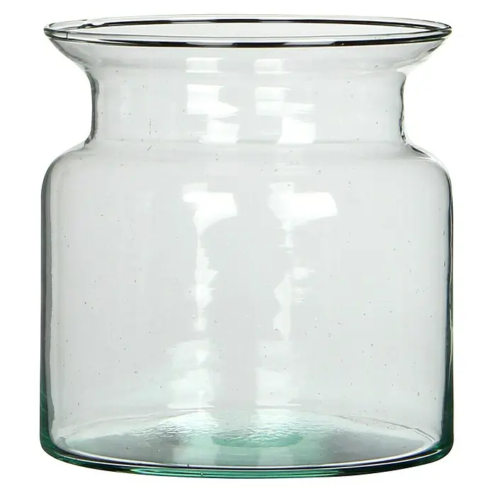 Jarrón Mathew - Ø x Al: 15 x 15 cm, Vidrio, Transparente - Primer plano de un jarrón de vidrio transparente con una boca ancha, ideal para arreglos florales y como elemento decorativo.