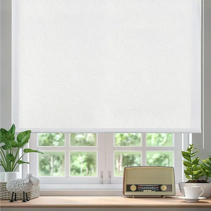 Estor enrollable Plantas - An x Al: 75 x 180 cm - Un estor enrollable blanco estampado y elegante para la ventana, que ofrece privacidad y luz suave. Una decoración moderna para el hogar.