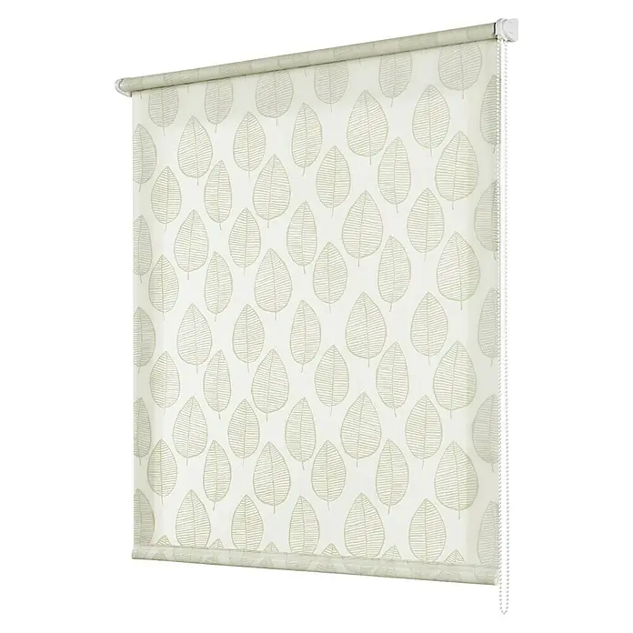 Estor enrollable Hojas - An x Al: 120 x 180 cm - Esta imagen muestra un estor de tela con un estampado de hojas en tonos suaves. Los delicados patrones dan un toque elegante a cualquier estancia.