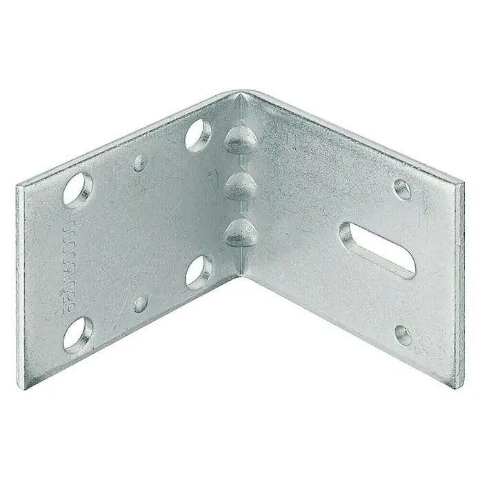 Suki Conector en ángulo - L x An x Al: 60 x 3 x 60 mm, Acero - Escuadra de acero galvanizado con múltiples agujeros y esquina reforzada.