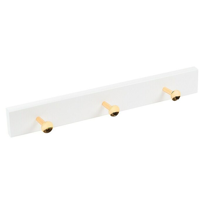 Nesu Perchero 9014 (L x An x Al: 48,5 x 5 x 4,9 cm, Número de ganchos: 3, Blanco/Dorado)