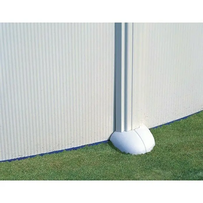 Gre Piscina de acero desmontable Atlantis - Ø x Al: 350 x 132 cm, Blanco, 11.250 l - Primer plano de una piscina de pared de acero, centrado en el soporte de la piscina y la pared de acero.