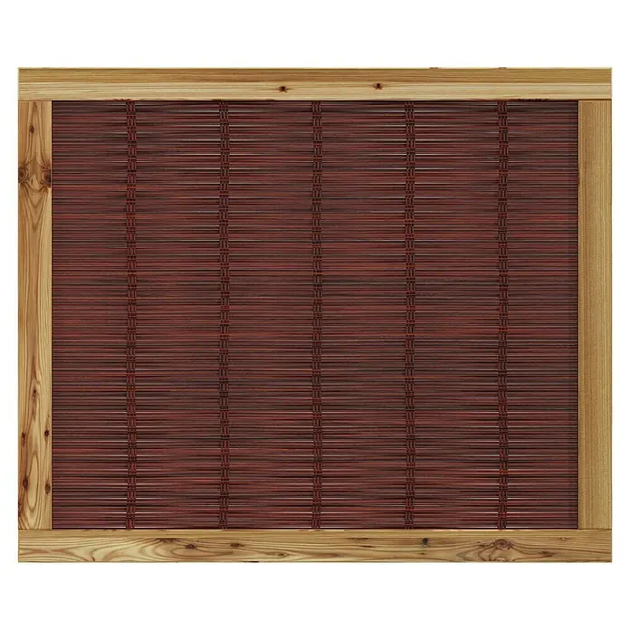 T & J Sichtschutzelement Fako - 120 x 100 cm, Braun - Ein dekorativer Wandpaneel mit einem Holzrahmen und einer geflochtenen, rotbraunen Füllung, ideal als Akzent in jedem Raum.
