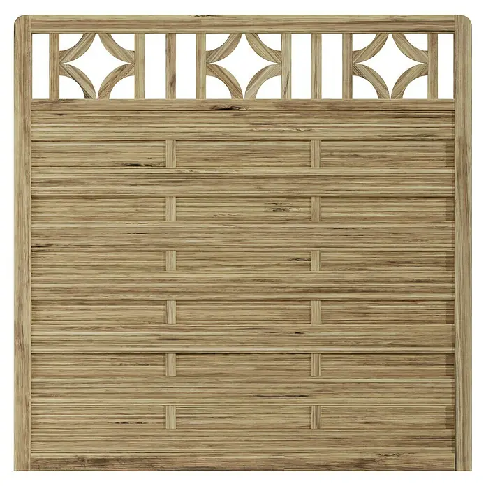 T & J Sichtschutzelement Antikzaun - B x H: 180 x 180 cm, Braun - Holzzaun mit geometrischen Mustern, der eine natürliche und rustikale Ästhetik für den Außenbereich bietet.