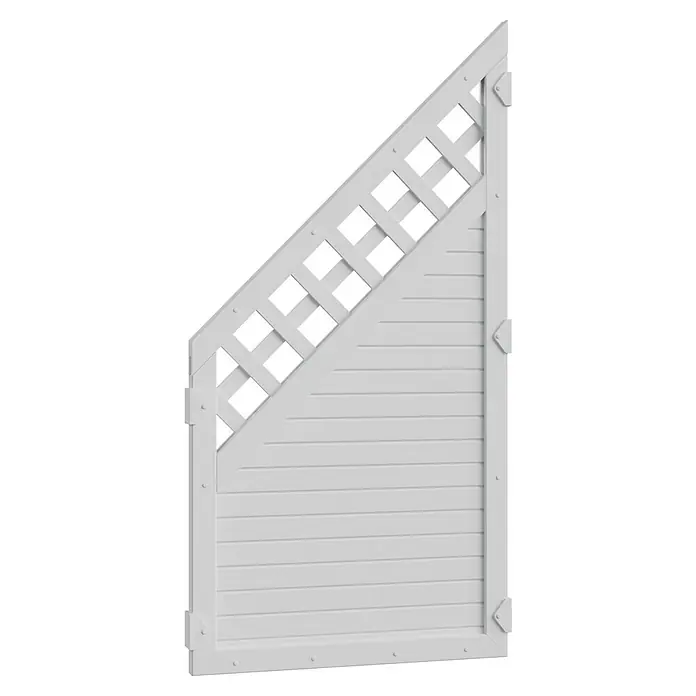 T & J Lightline Sichtschutzelement - 90 x 180 cm, Mit Rankgitter, Weiß, Abschlusselement - Weiße Sichtschutzwand mit dekorativem Gittereinsatz, ideal für Garten und Terrasse, bietet Privatsphäre und eine ansprechende Optik.